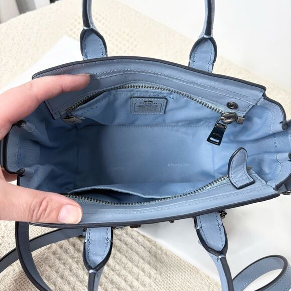 Coach Swagger 20 Pebble Leather Satchel 36235 Cornflower Blue Crossbody Bag - Picture 11 of 11